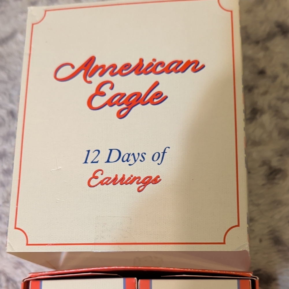 American Eagle Outfitters Red and Blue Earrings Gift Set Box